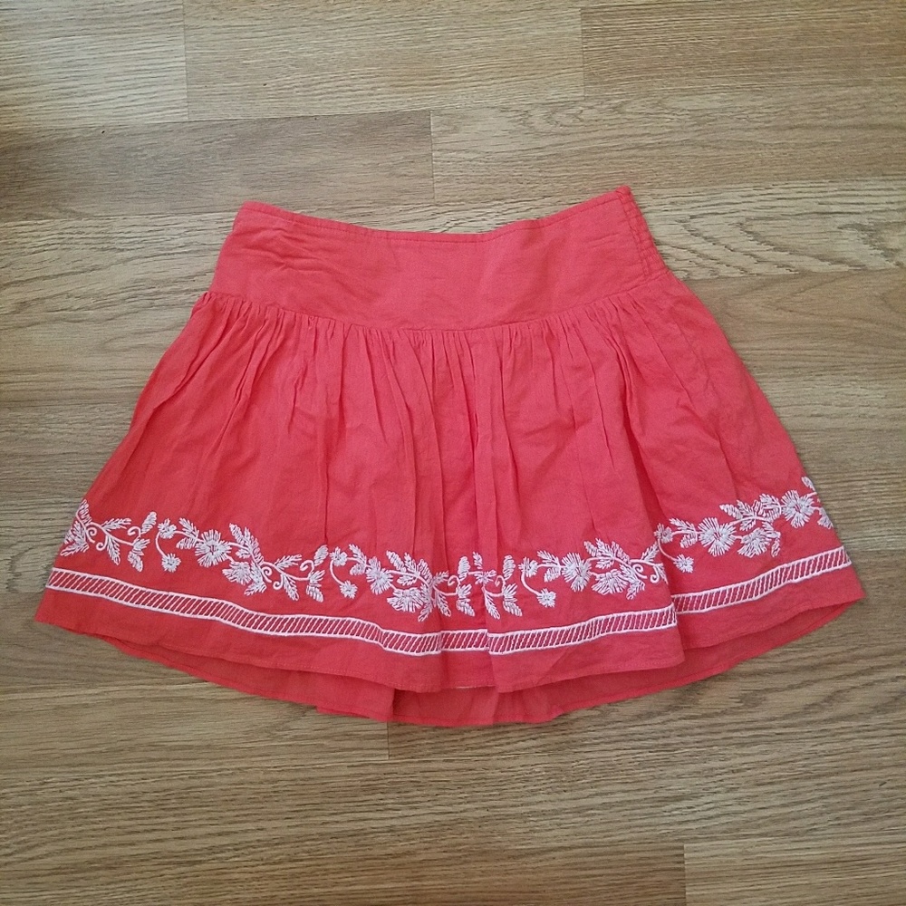 🌸Coral Embroidered Skirt🌸 - Picture 1 of 4